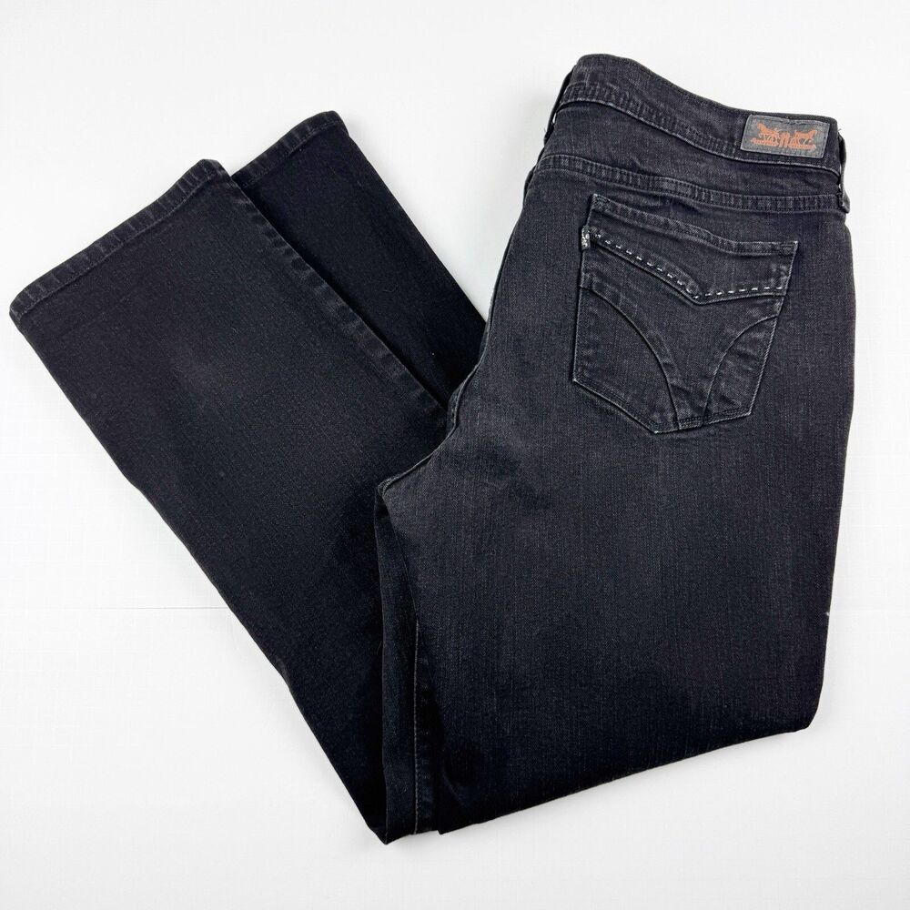 Levis 505 Straight Leg Jeans Women's Mid Rise Black Denim